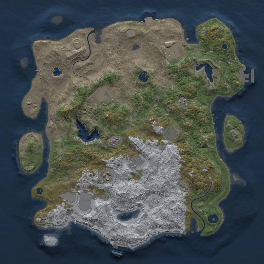 Rust Map: Procedural Map, Size: 4000, Seed: 1327076532, 14 Monuments