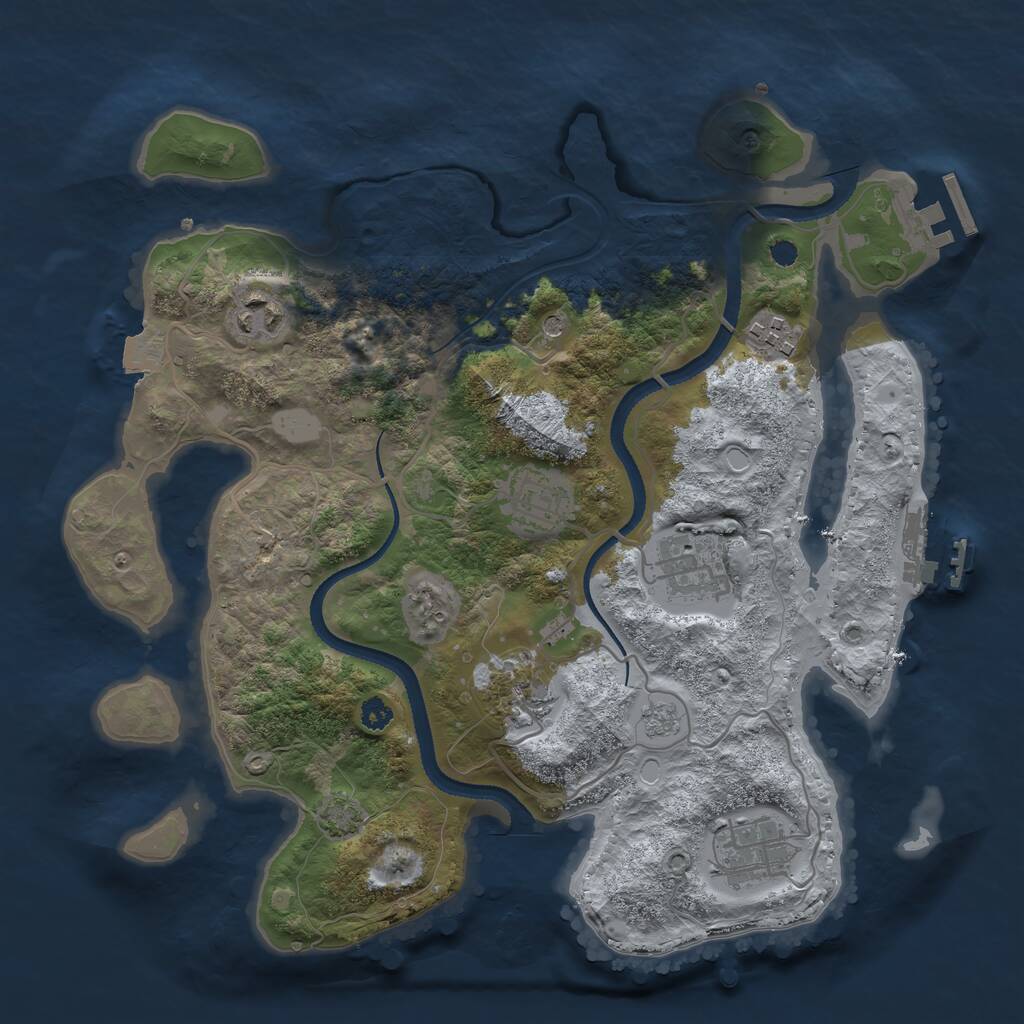 Rust Map: Procedural Map, Size: 3200, Seed: 5437, 12 Monuments