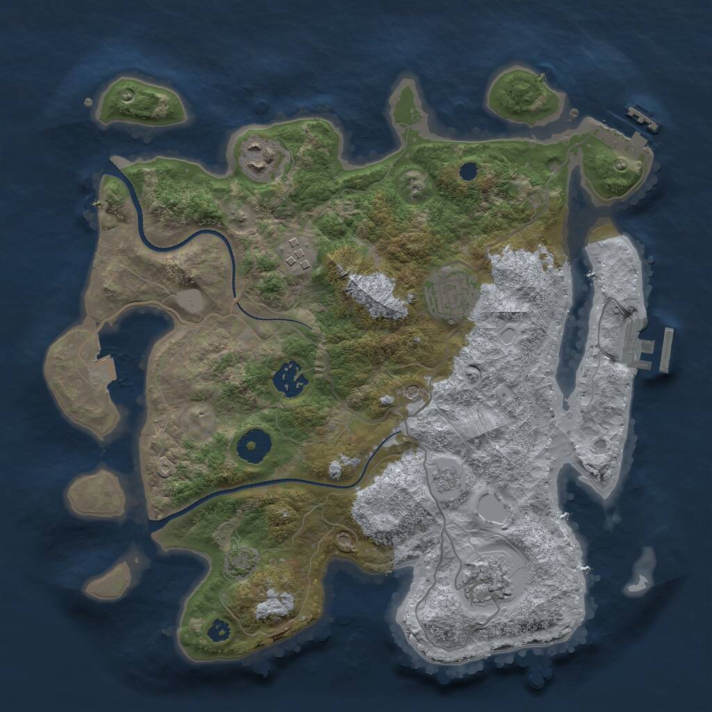 Rust Map: Procedural Map, Size: 3200, Seed: 5437, 11 Monuments