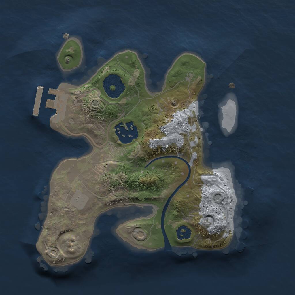 Rust Map: Procedural Map, Size: 2000, Seed: 525730701, 3 Monuments