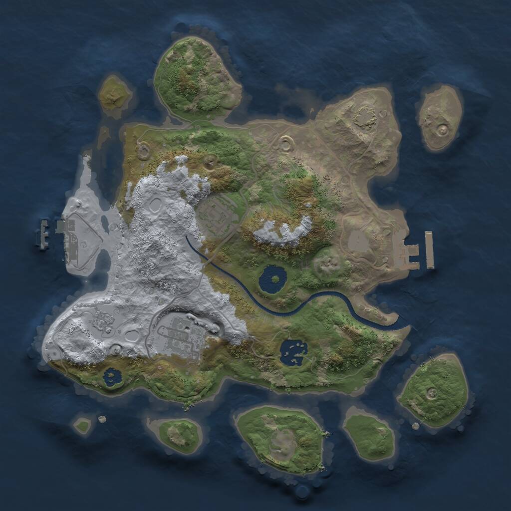 Rust Map: Procedural Map, Size: 2750, Seed: 282861988, 8 Monuments