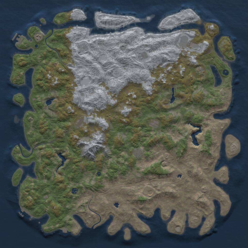 Rust Map: Procedural Map, Size: 6000, Seed: 1245879, 17 Monuments