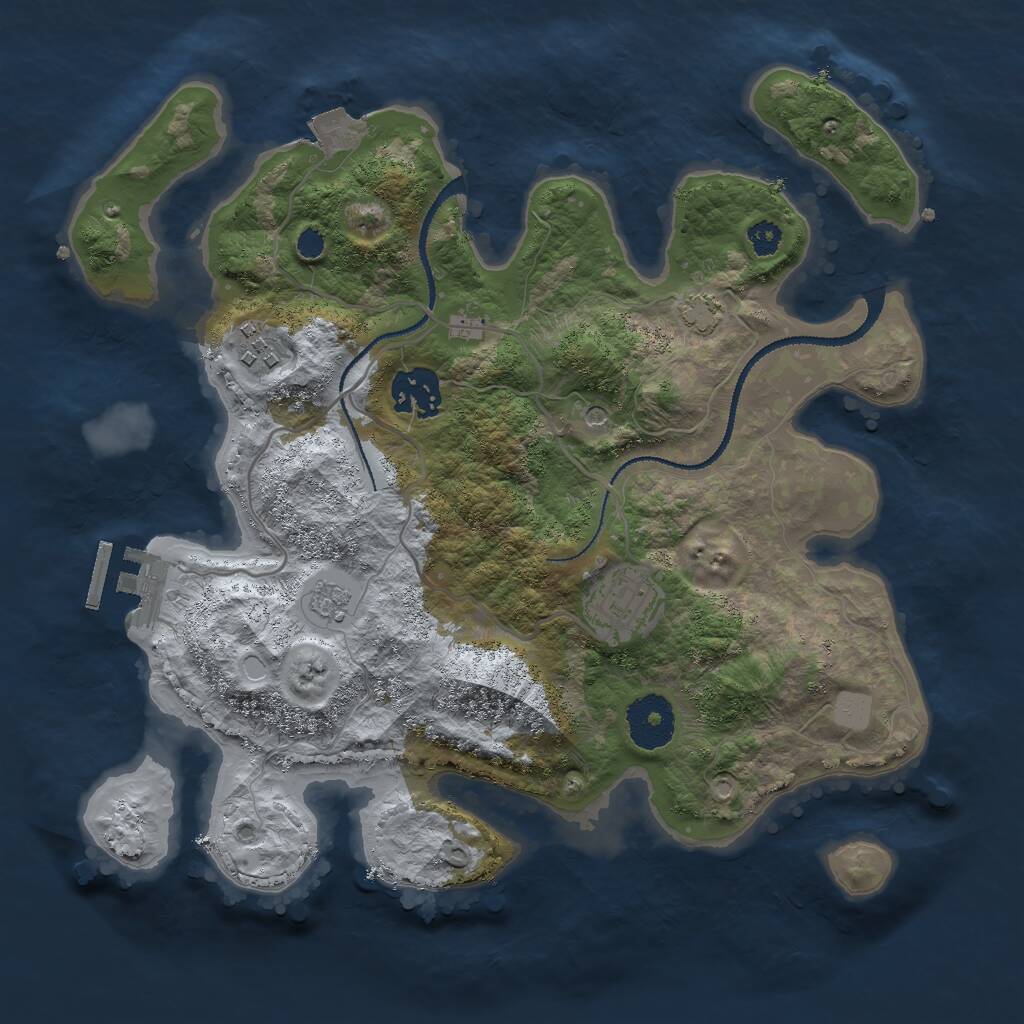 Rust Map: Procedural Map, Size: 3000, Seed: 1597081213, 8 Monuments