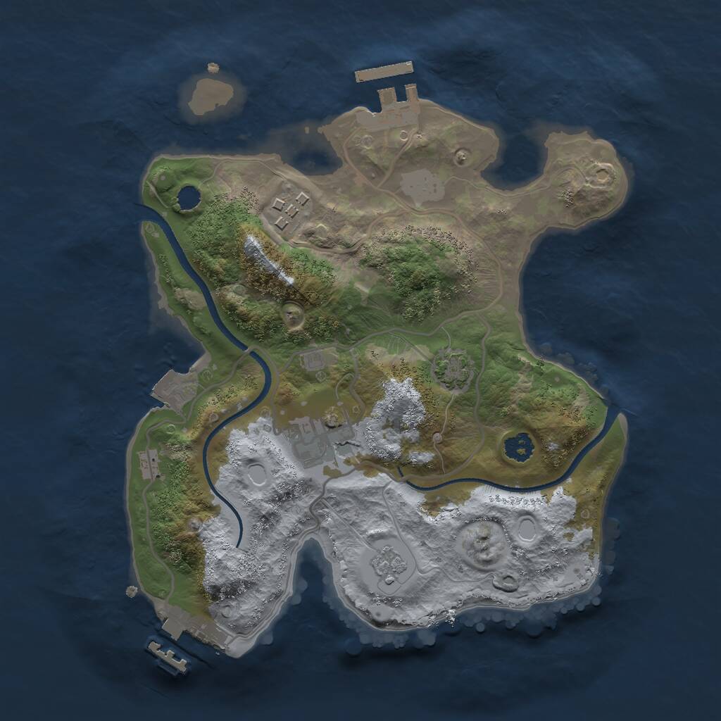 Rust Map: Procedural Map, Size: 2500, Seed: 331177, 7 Monuments