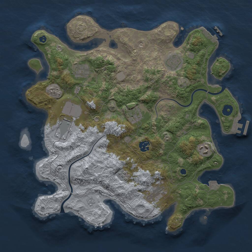 Rust Map: Procedural Map, Size: 3500, Seed: 44698, 14 Monuments