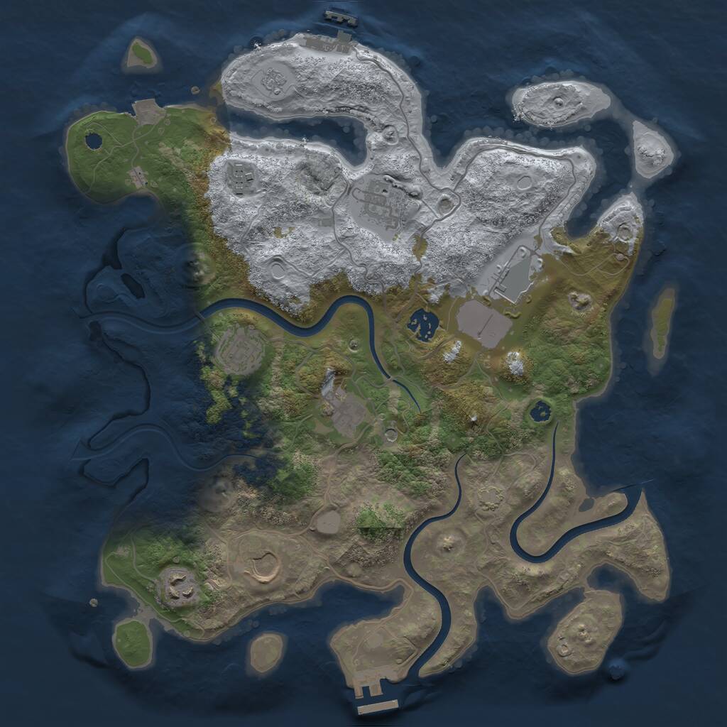 Rust Map: Procedural Map, Size: 3600, Seed: 329, 14 Monuments