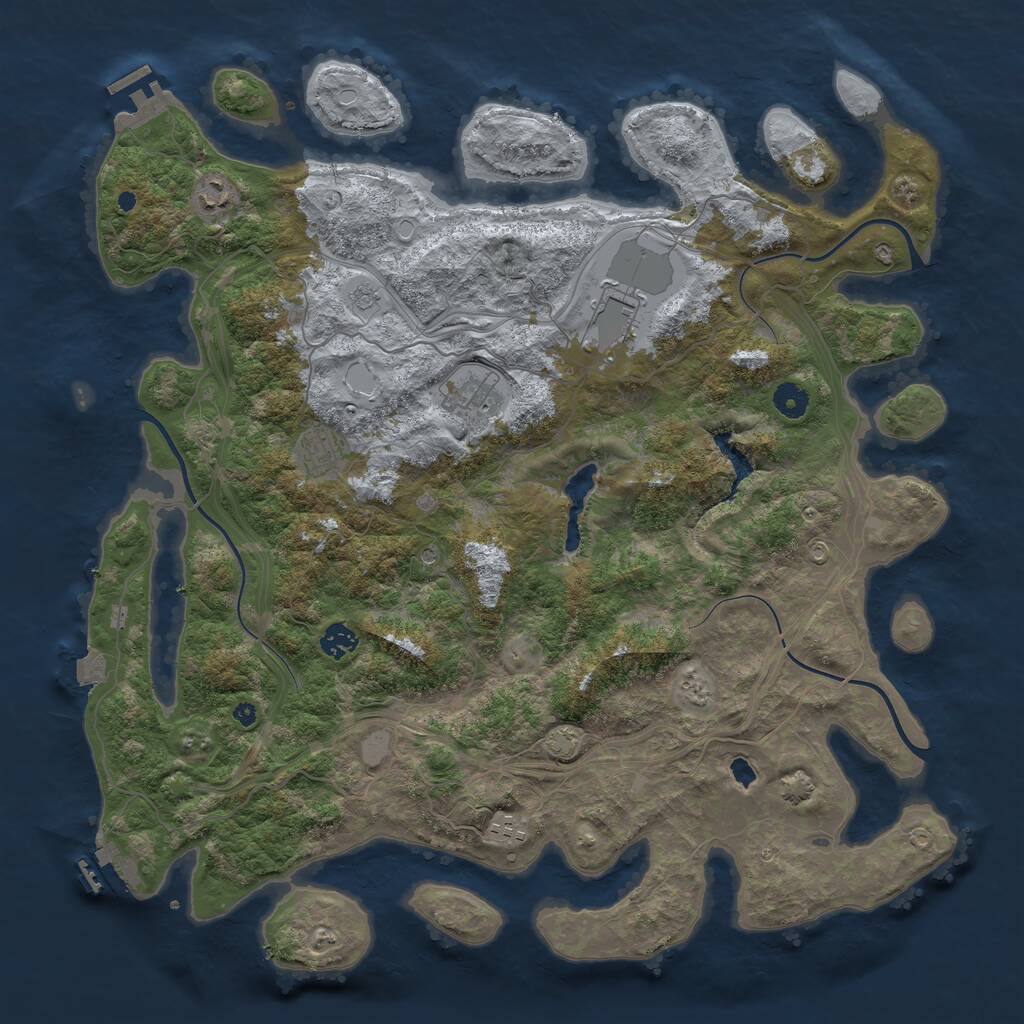 Rust Map: Procedural Map, Size: 4400, Seed: 3457, 12 Monuments