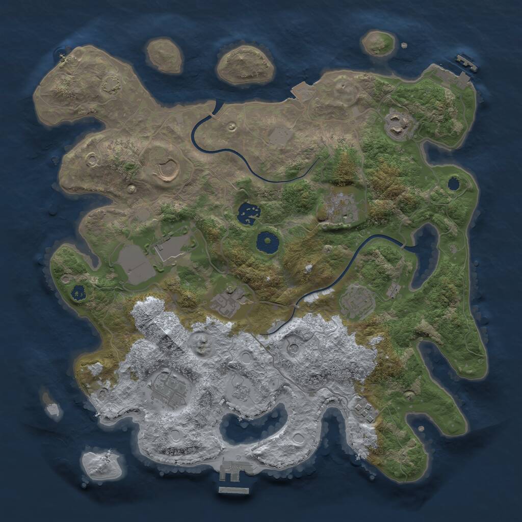 Rust Map: Procedural Map, Size: 3500, Seed: 486545, 15 Monuments