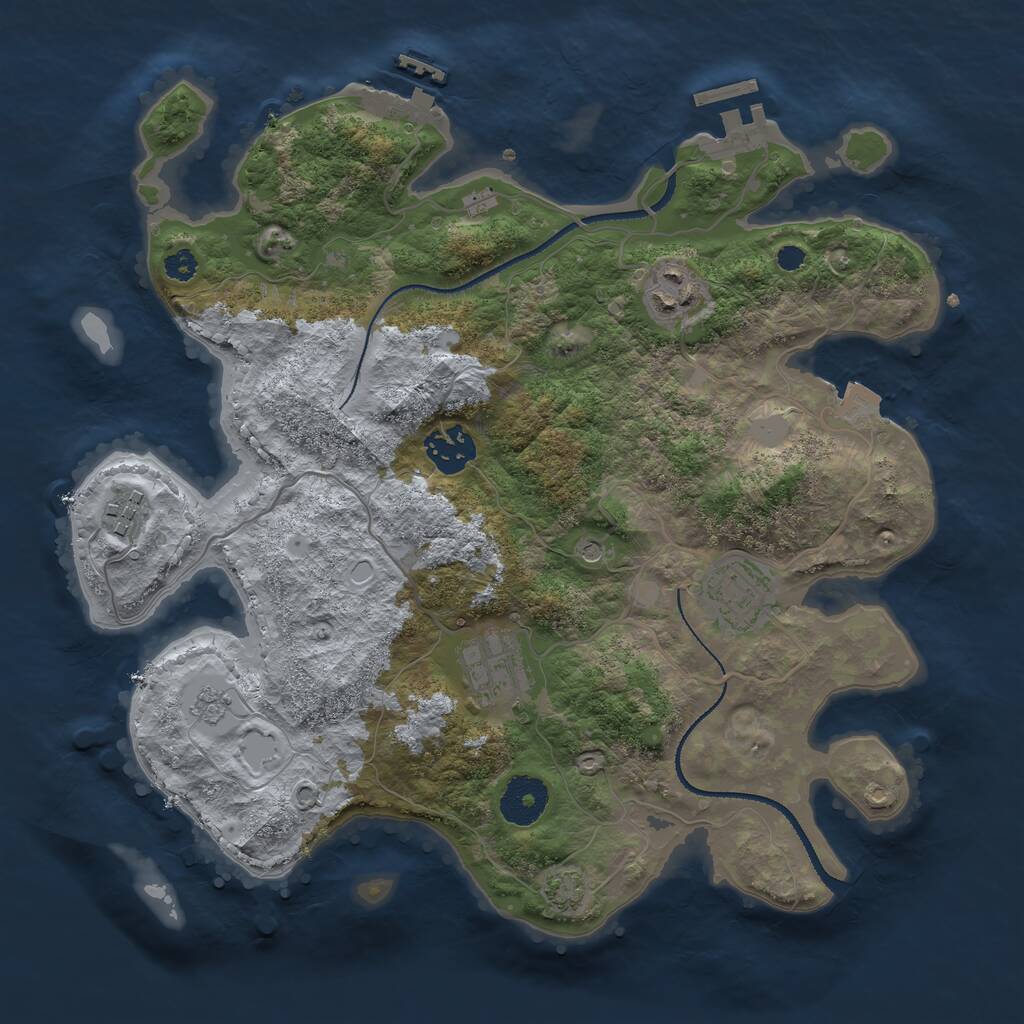 Rust Map: Procedural Map, Size: 3200, Seed: 7653457, 11 Monuments