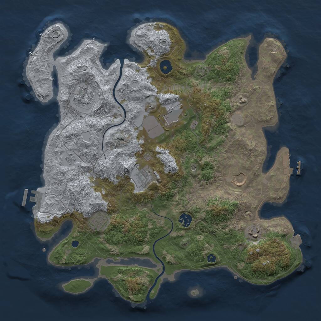 Rust Map: Procedural Map, Size: 3700, Seed: 204943393, 13 Monuments