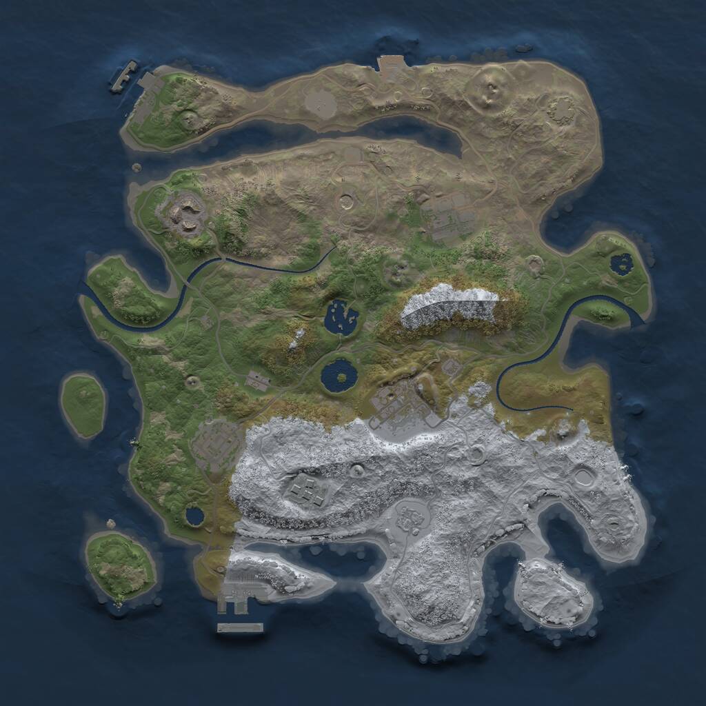 Rust Map: Procedural Map, Size: 3105, Seed: 605019001, 12 Monuments