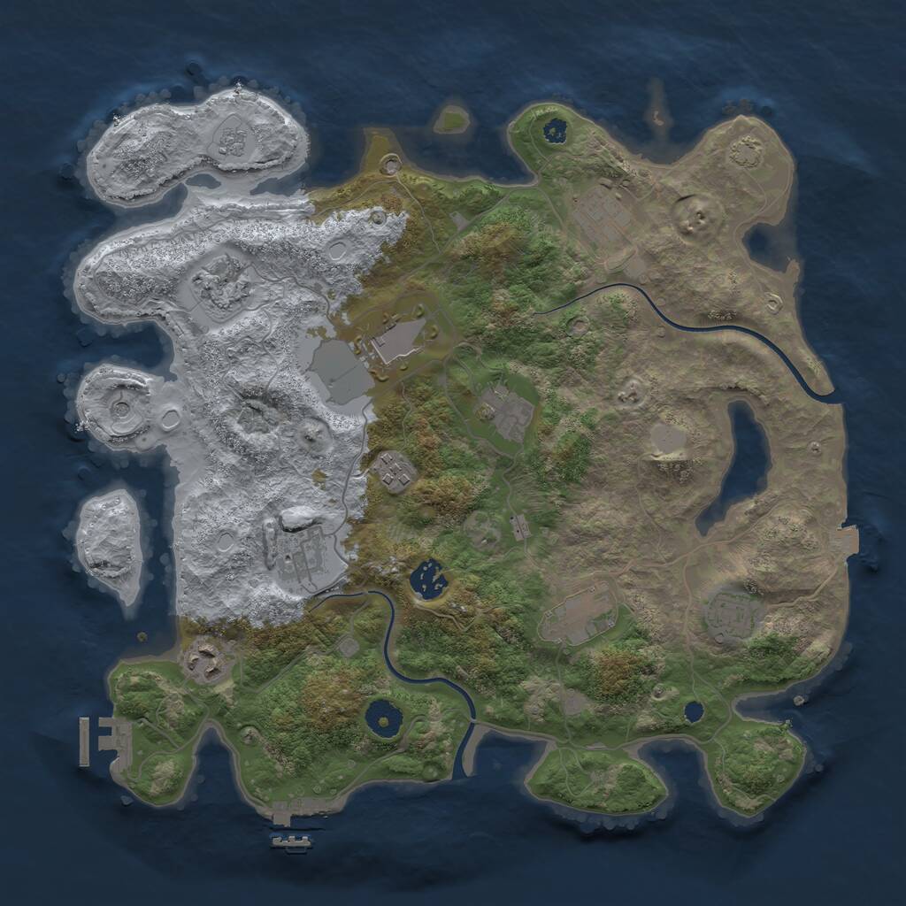 Rust Map: Procedural Map, Size: 3700, Seed: 1092992317, 16 Monuments