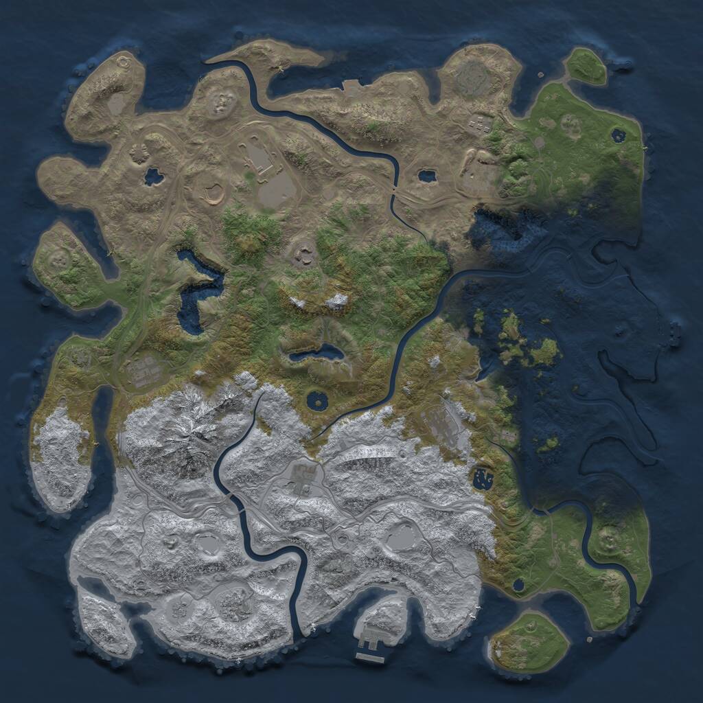 Rust Map: Procedural Map, Size: 5000, Seed: 945933481, 17 Monuments