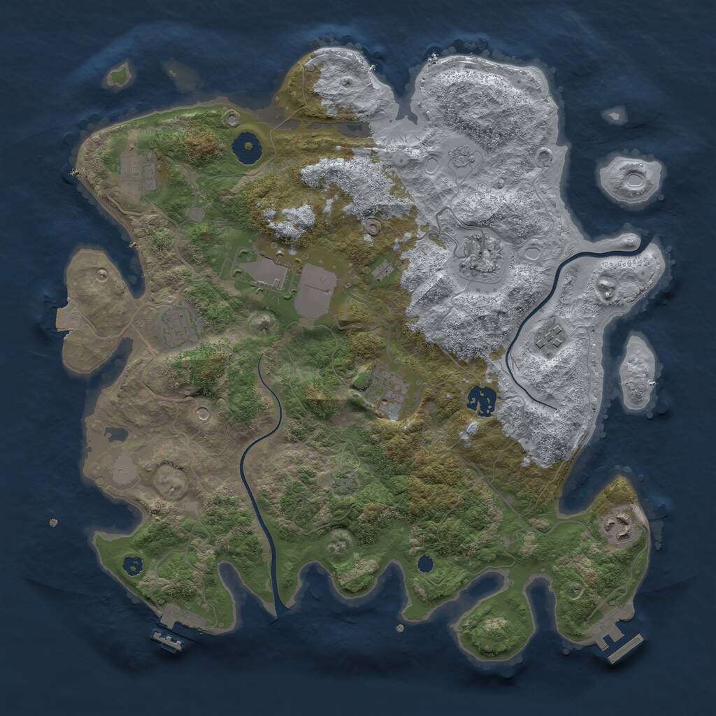 Rust Map: Procedural Map, Size: 3600, Seed: 10103, 14 Monuments