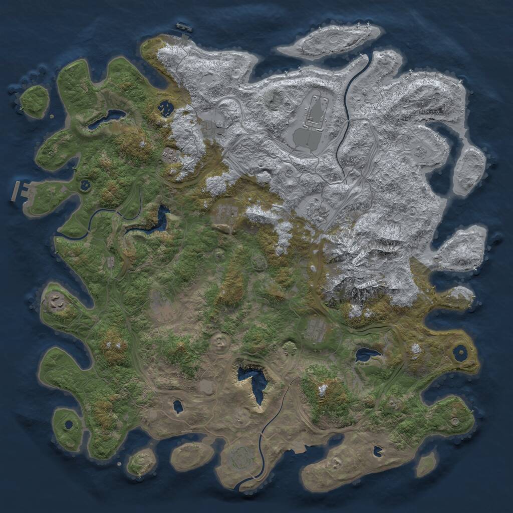 Rust Map: Procedural Map, Size: 5000, Seed: 309940843, 16 Monuments