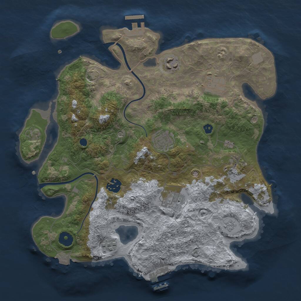 Rust Map: Procedural Map, Size: 3200, Seed: 7738, 13 Monuments