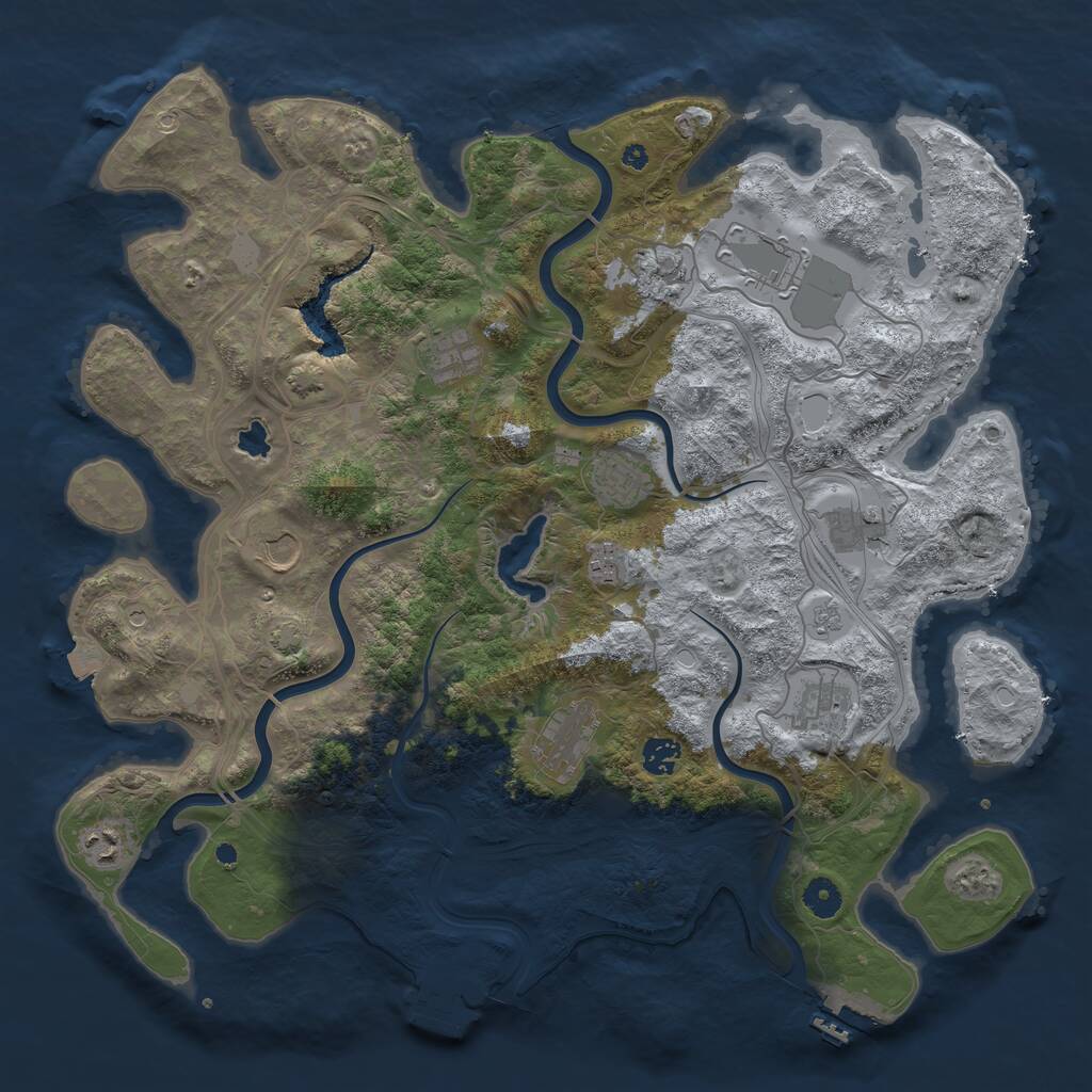 Rust Map: Procedural Map, Size: 4250, Seed: 1393503830, 17 Monuments
