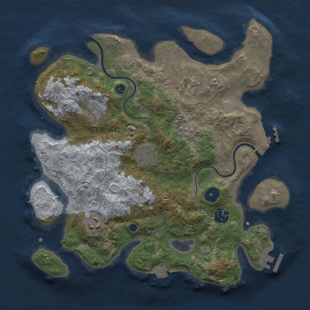 Rust Map: Procedural Map, Size: 3232, Seed: 832, 12 Monuments