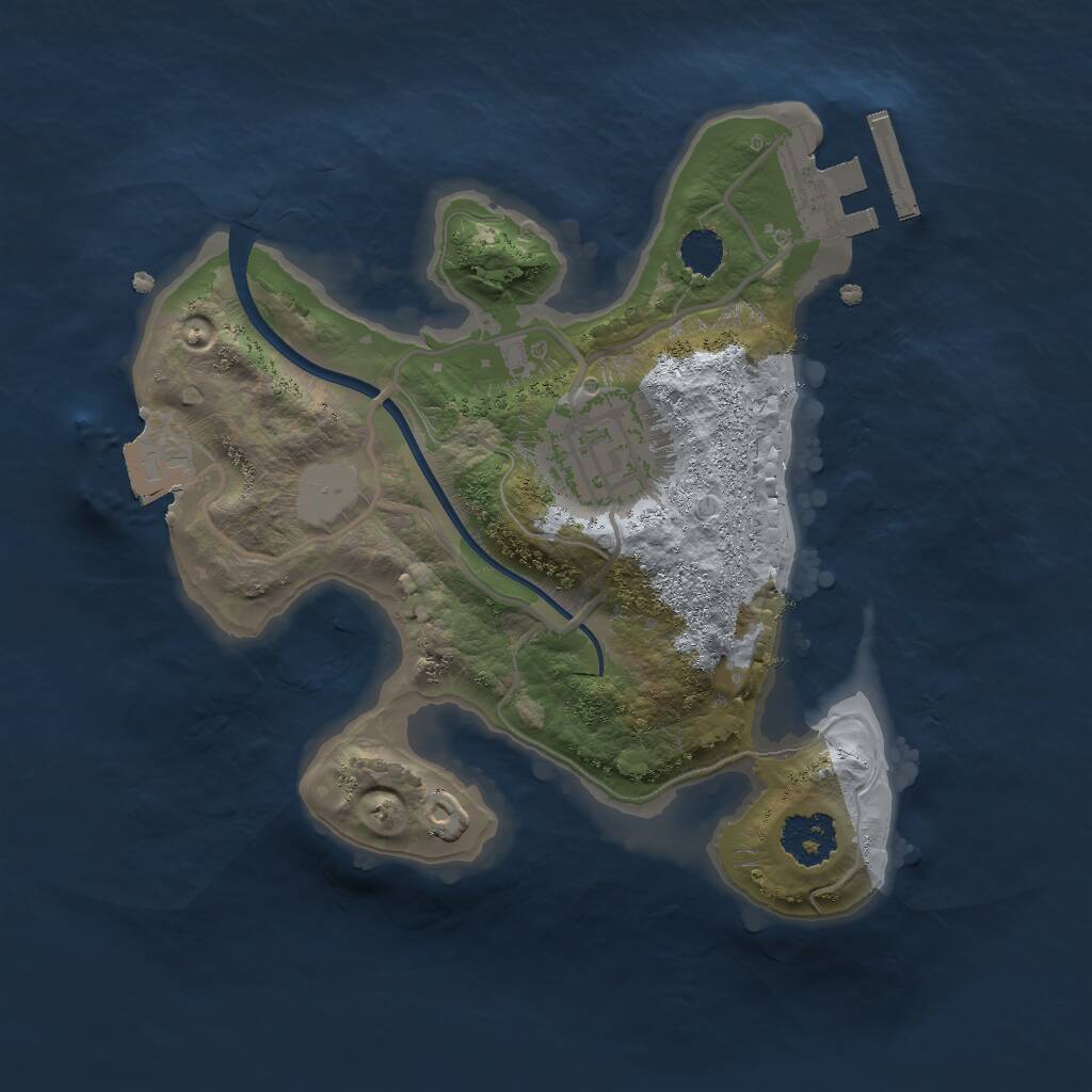 Rust Map: Procedural Map, Size: 2000, Seed: 1104879653, 3 Monuments