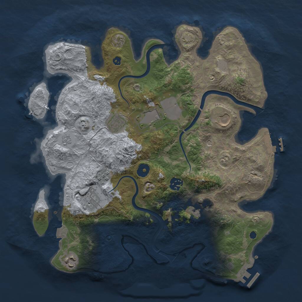 Rust Map: Procedural Map, Size: 3500, Seed: 982836439, 14 Monuments