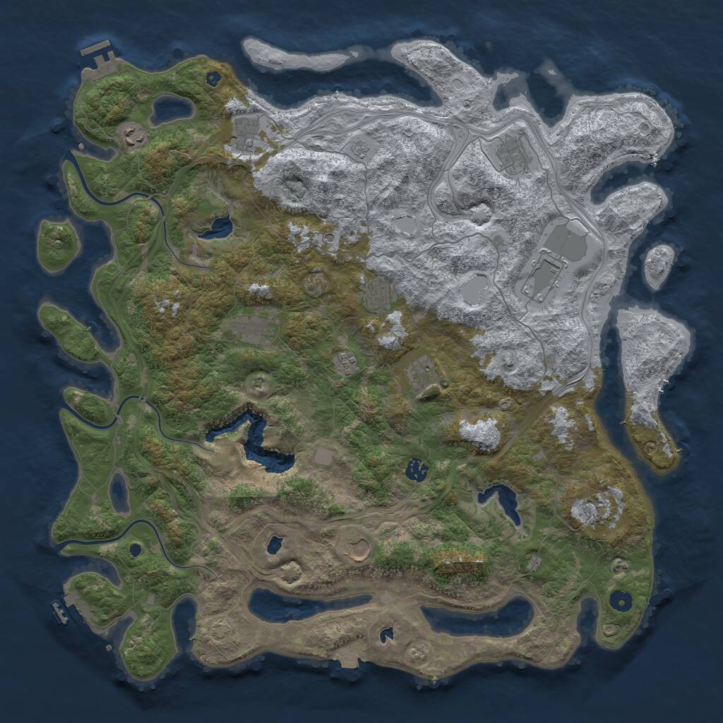 Rust Map: Procedural Map, Size: 4800, Seed: 124819088, 17 Monuments