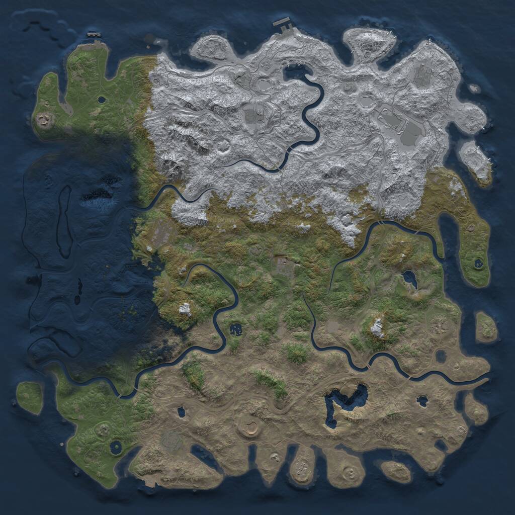 Rust Map: Procedural Map, Size: 6000, Seed: 54556, 17 Monuments