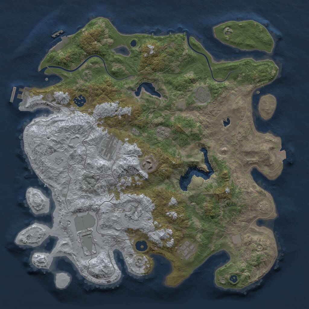 Rust Map: Procedural Map, Size: 4000, Seed: 1774546005, 13 Monuments