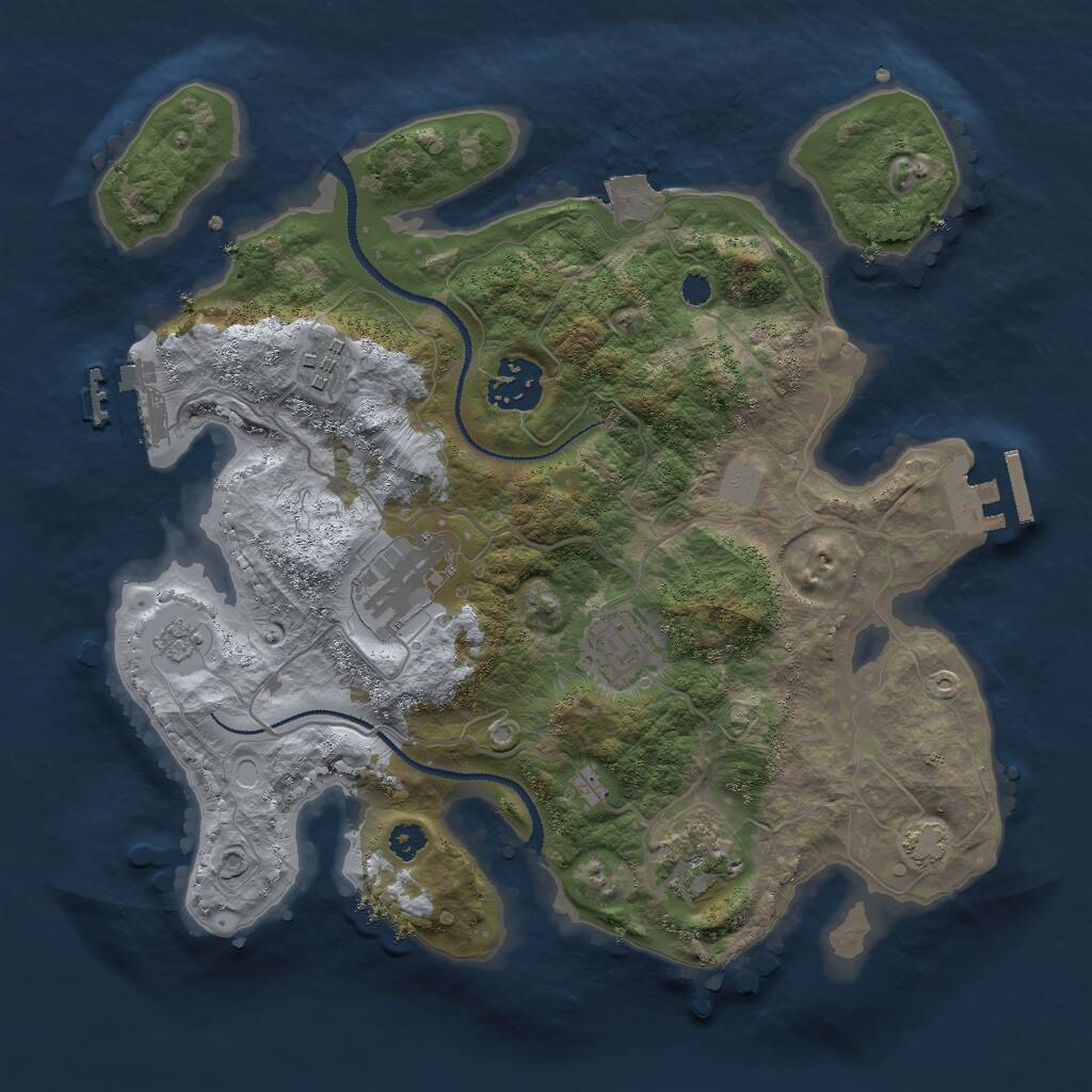 Rust Map: Procedural Map, Size: 3000, Seed: 4517960, 10 Monuments