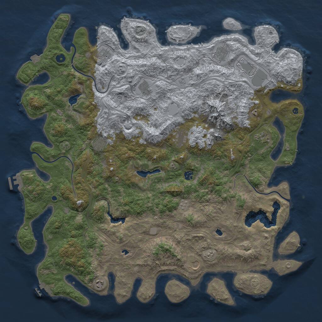 Rust Map: Procedural Map, Size: 5250, Seed: 2100831832, 17 Monuments