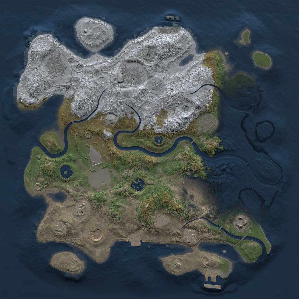 Rust Map: Procedural Map, Size: 3500, Seed: 619021317, 15 Monuments