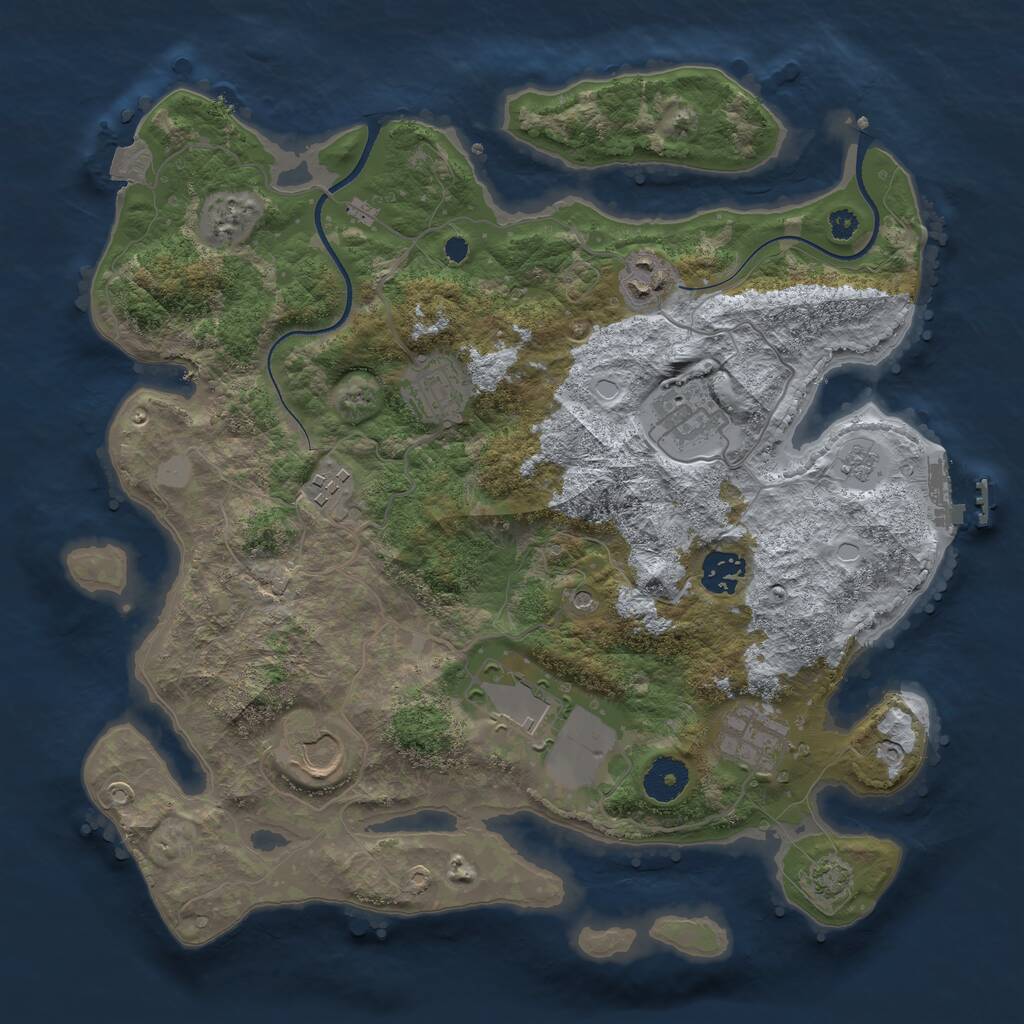 Rust Map: Procedural Map, Size: 3500, Seed: 12785434, 13 Monuments