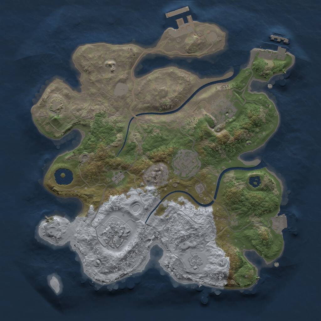 Rust Map: Procedural Map, Size: 2700, Seed: 878859377, 8 Monuments