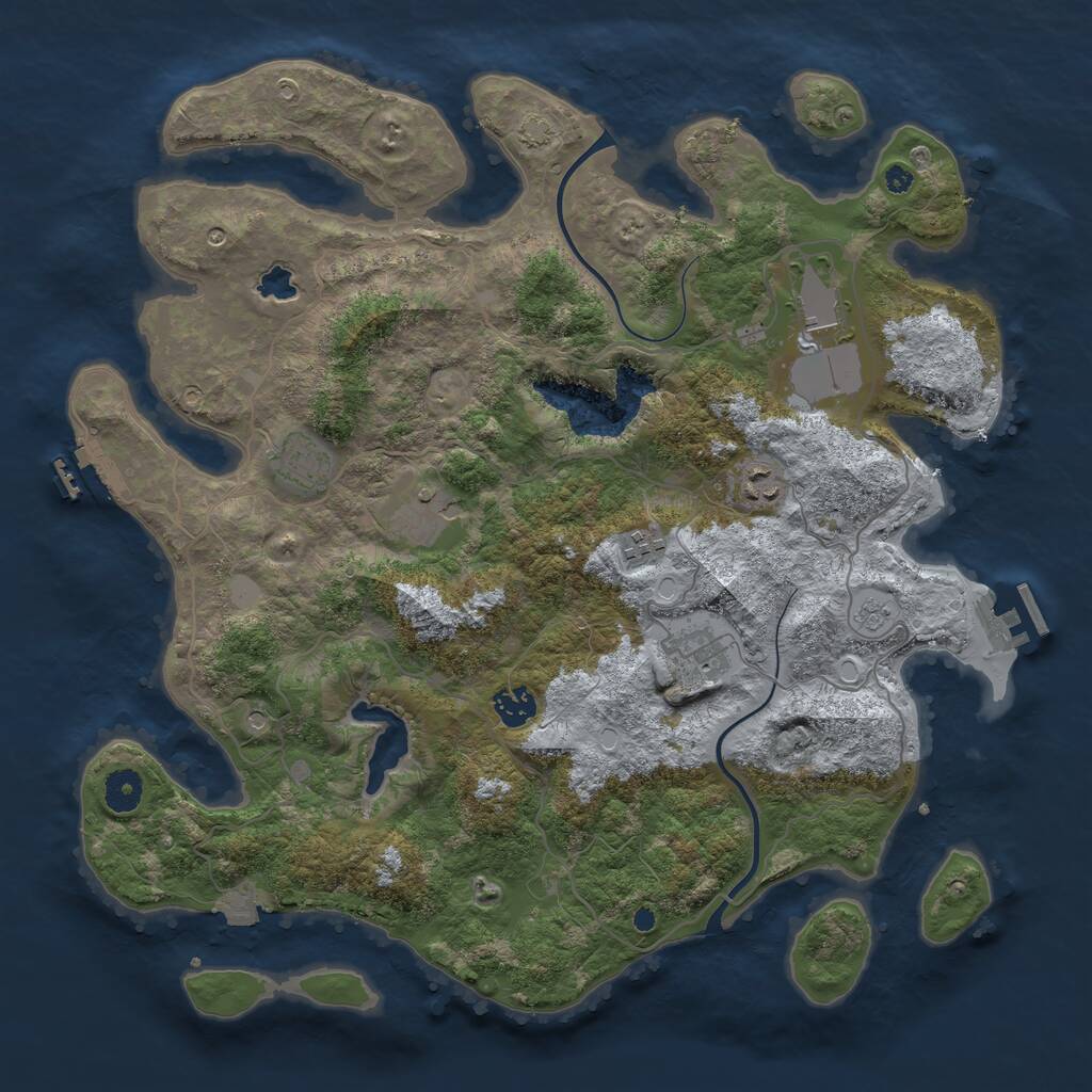 Rust Map: Procedural Map, Size: 4000, Seed: 748000104, 13 Monuments