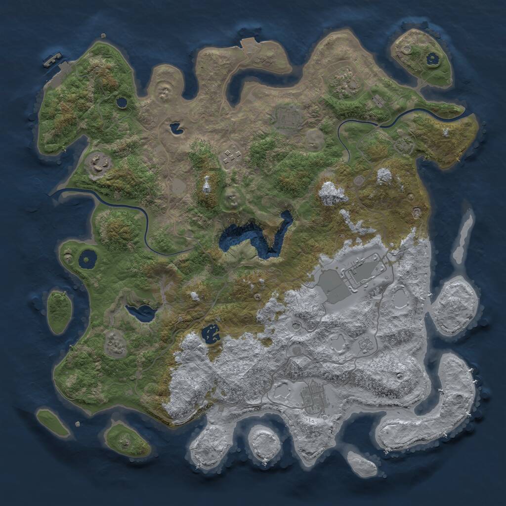 Rust Map: Procedural Map, Size: 4000, Seed: 64197218, 12 Monuments