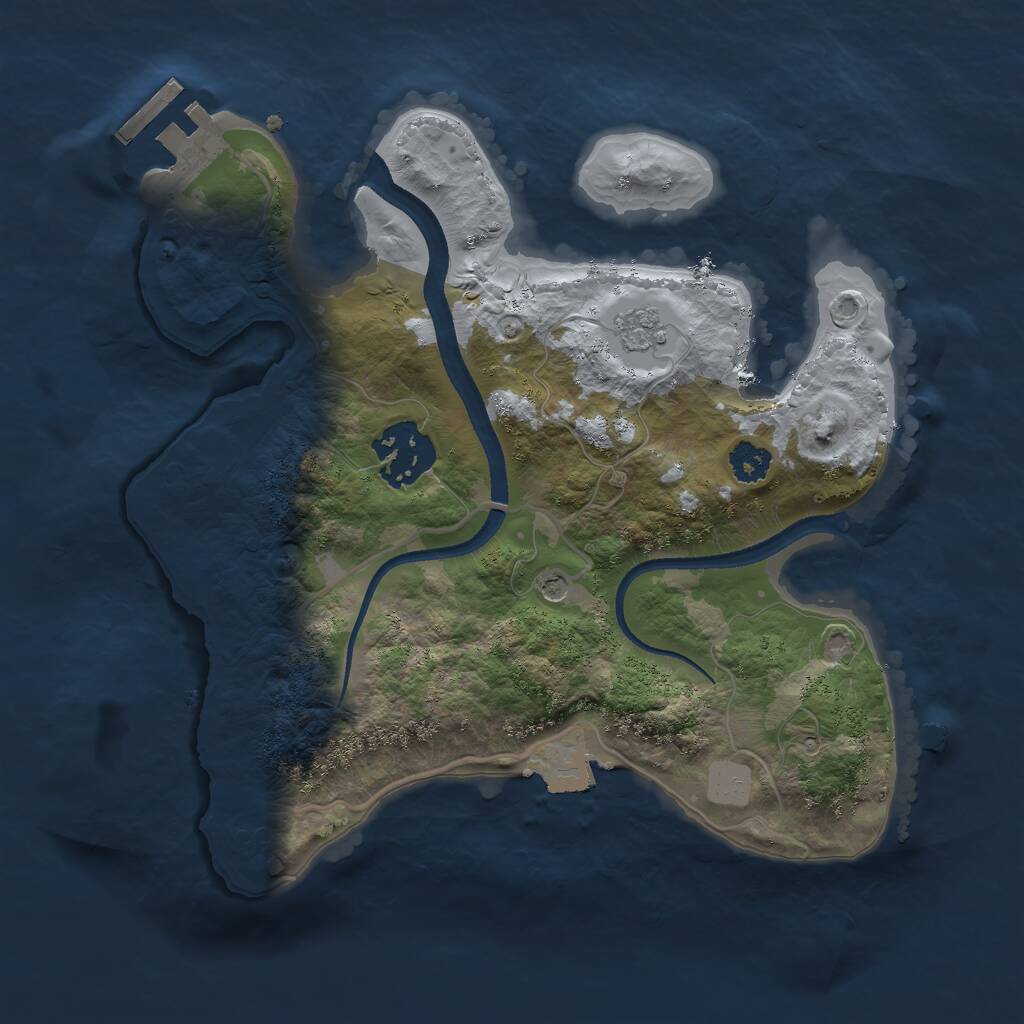 Rust Map: Procedural Map, Size: 2500, Seed: 426276794, 5 Monuments