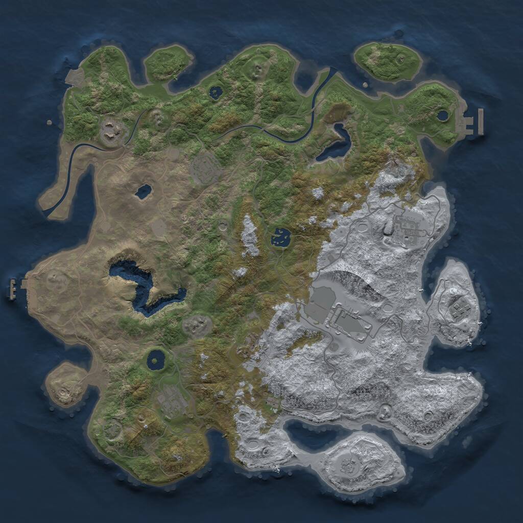 Rust Map: Procedural Map, Size: 4000, Seed: 1251050869, 14 Monuments