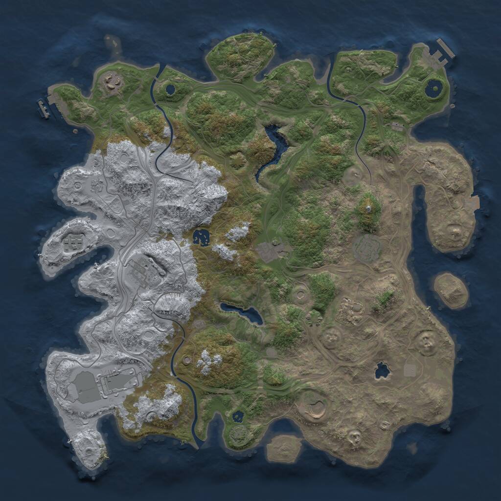 Rust Map: Procedural Map, Size: 4250, Seed: 992786521, 15 Monuments