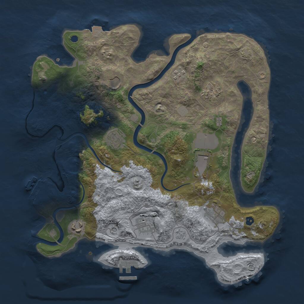 Rust Map: Procedural Map, Size: 3500, Seed: 1917516309, 14 Monuments