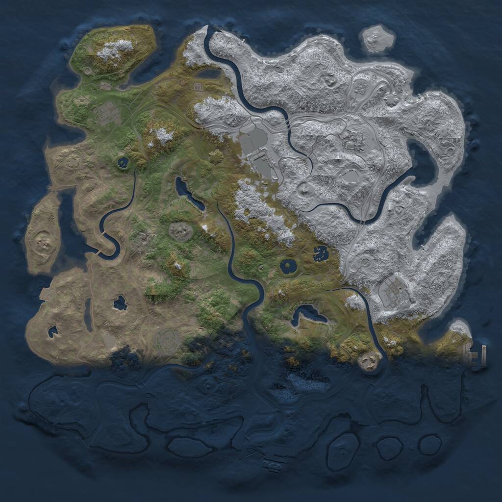 Rust Map: Procedural Map, Size: 4650, Seed: 1234567890, 14 Monuments