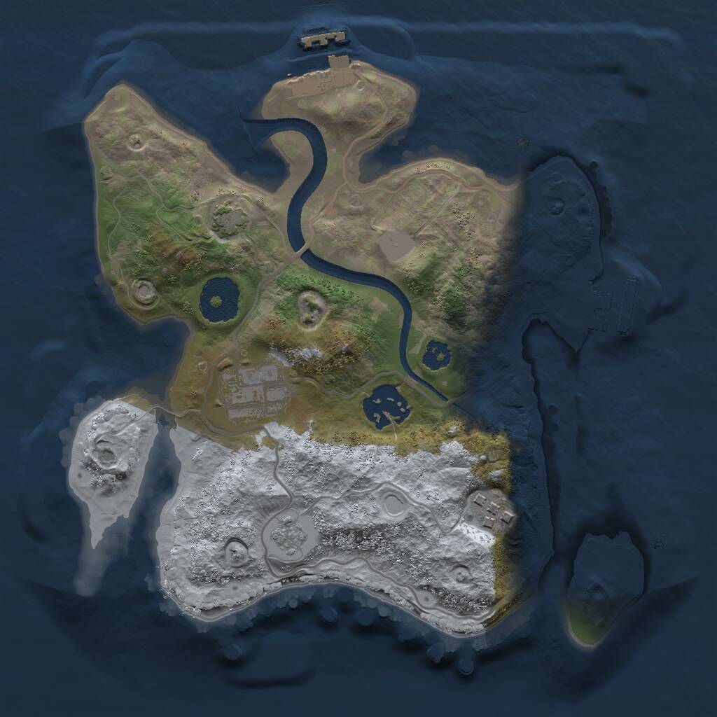 Rust Map: Procedural Map, Size: 2500, Seed: 1125722424, 8 Monuments