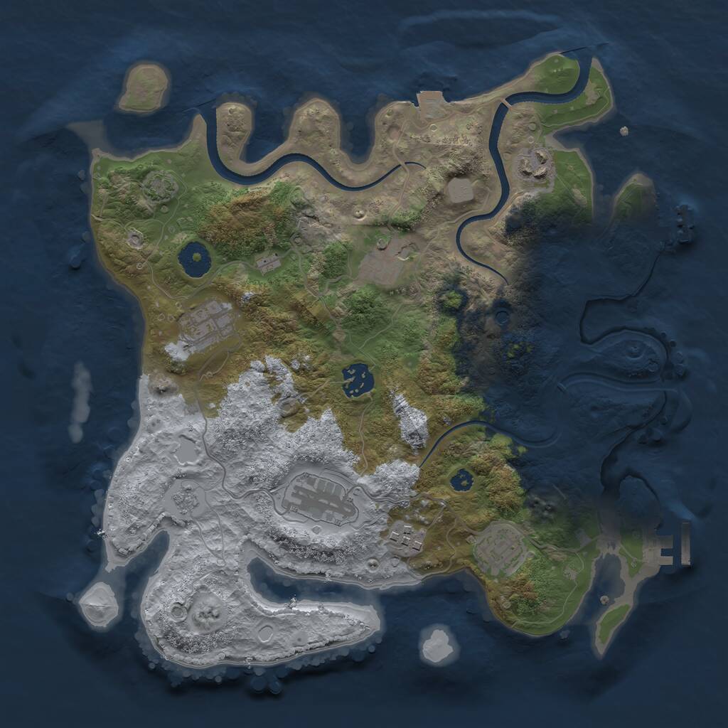 Rust Map: Procedural Map, Size: 3300, Seed: 123646758, 13 Monuments