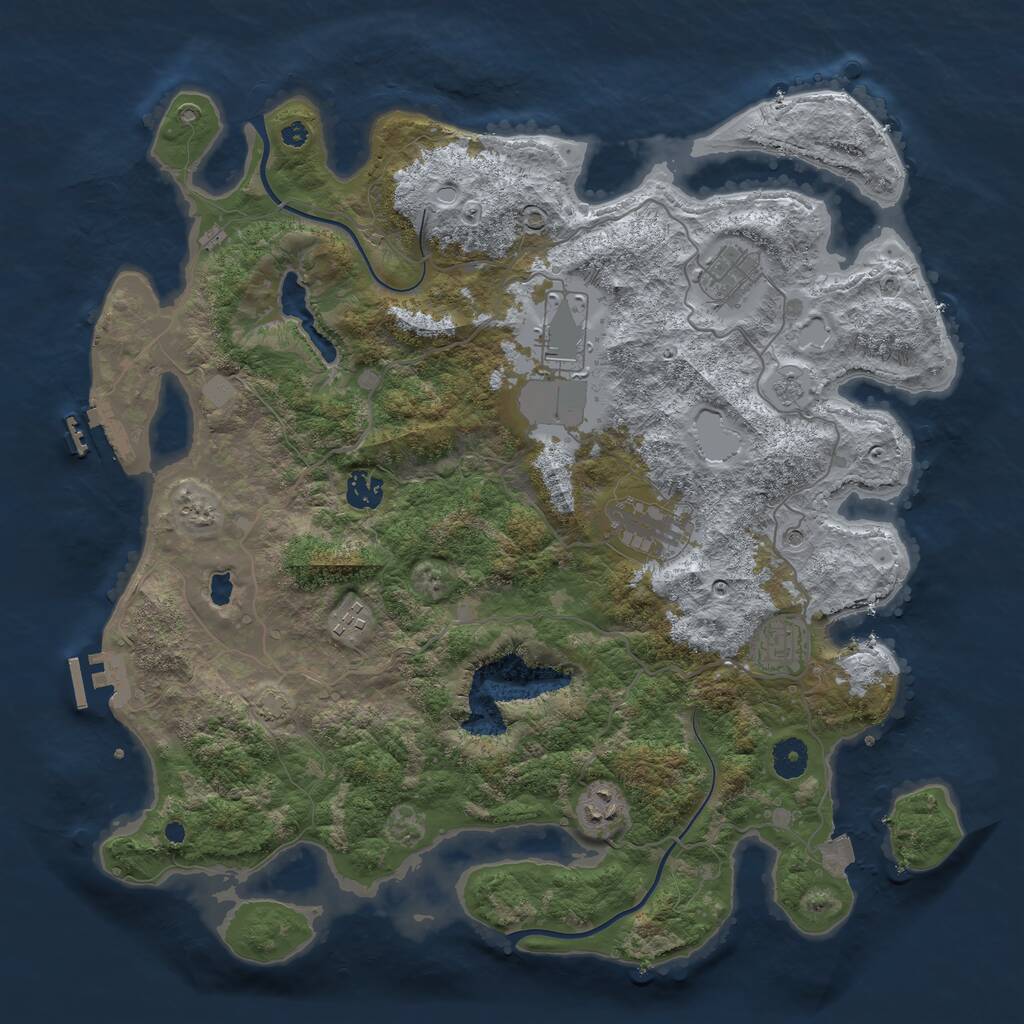 Rust Map: Procedural Map, Size: 4000, Seed: 104104104, 13 Monuments