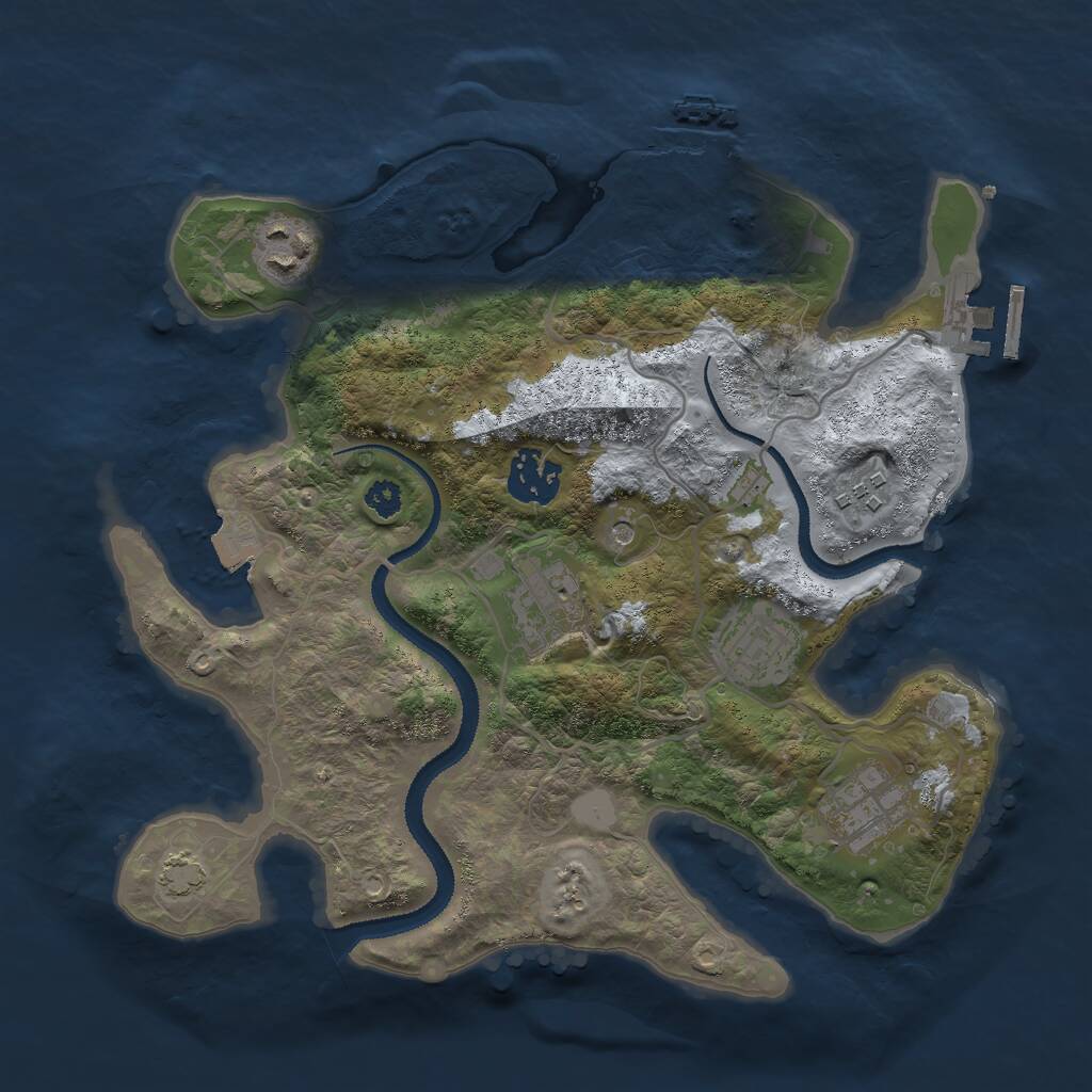 Rust Map: Procedural Map, Size: 3000, Seed: 7566, 11 Monuments