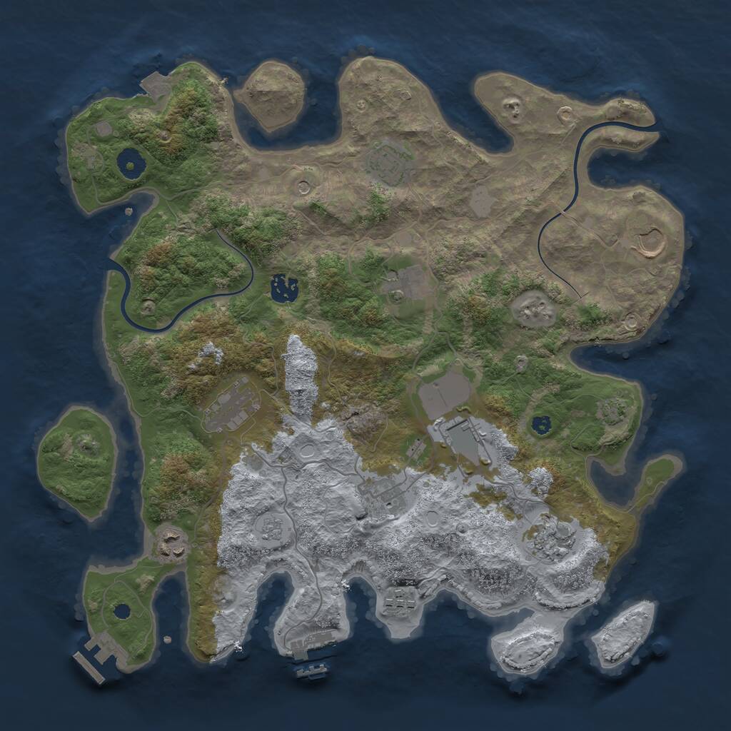 Rust Map: Procedural Map, Size: 3750, Seed: 293323, 16 Monuments