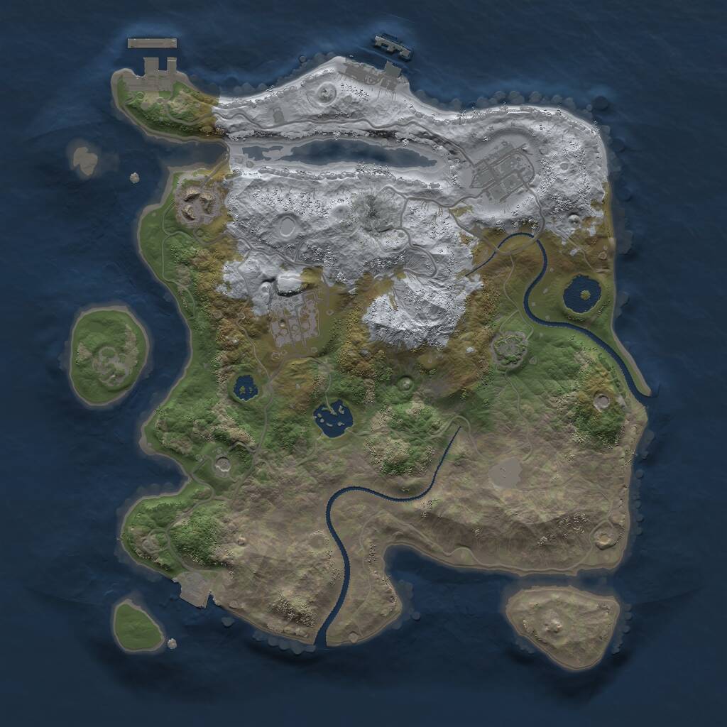 Rust Map: Procedural Map, Size: 3000, Seed: 75397, 9 Monuments