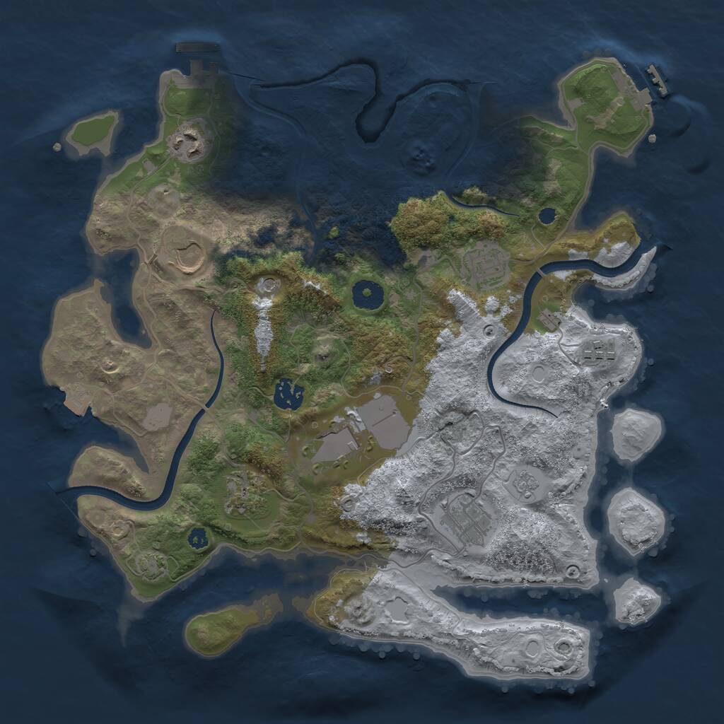 Rust Map: Procedural Map, Size: 3500, Seed: 1741440635, 14 Monuments