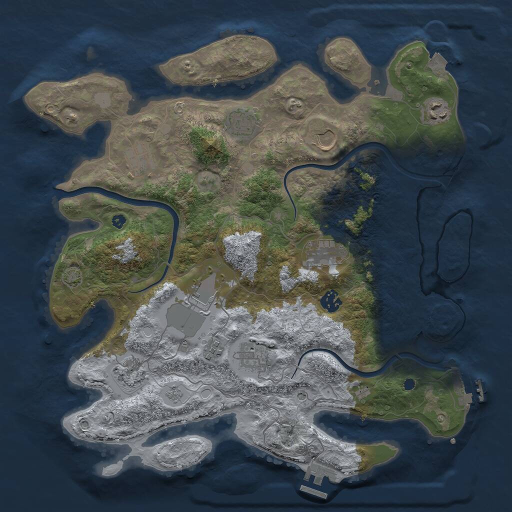 Rust Map: Procedural Map, Size: 3700, Seed: 390294918, 16 Monuments