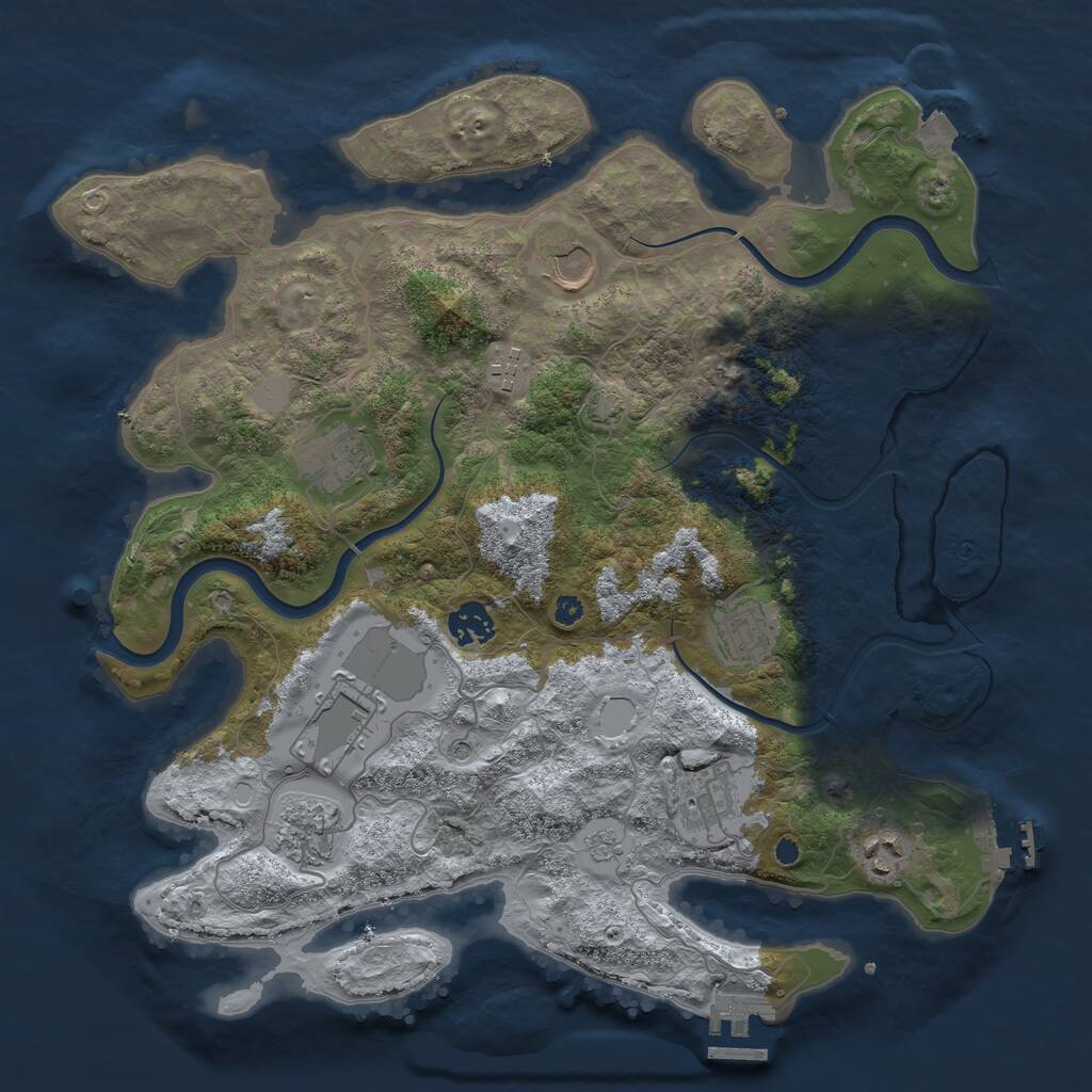 Rust Map: Procedural Map, Size: 3700, Seed: 390294918, 15 Monuments