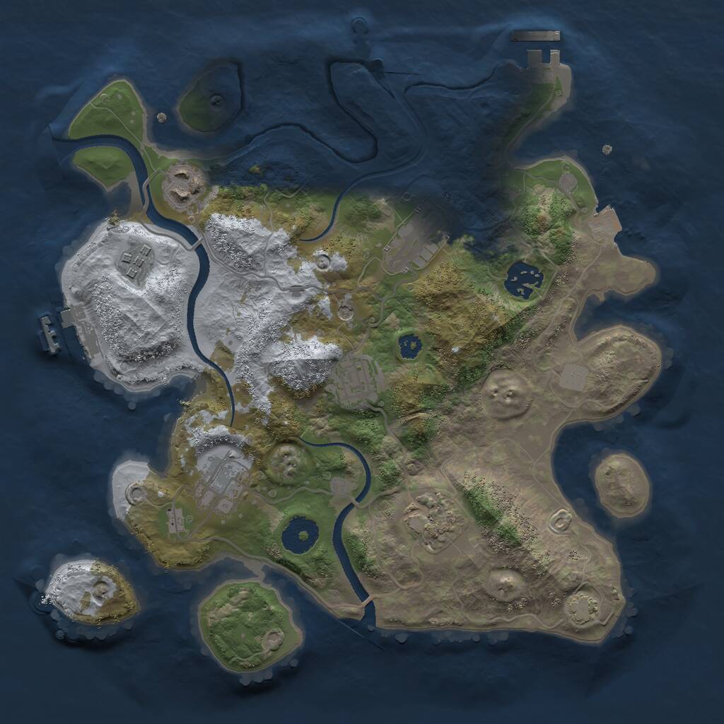 Rust Map: Procedural Map, Size: 3000, Seed: 1142165913, 12 Monuments
