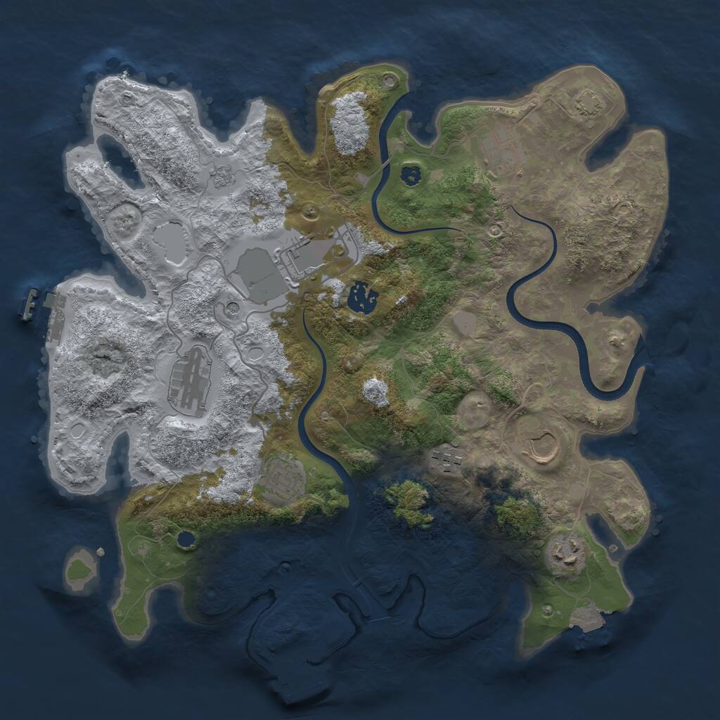 Rust Map: Procedural Map, Size: 3500, Seed: 25774, 14 Monuments